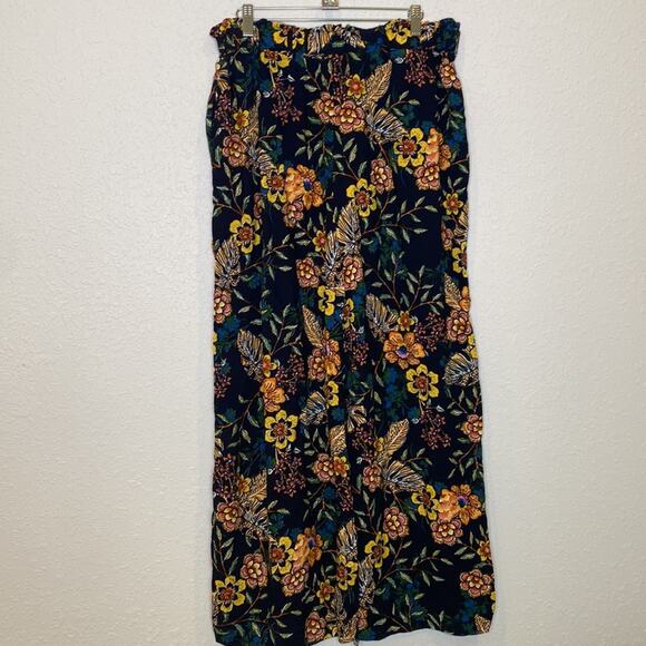 Miss Selfie Wide Leg Floral Casual Boho Stretchy Pants Rayon EUC Sz XL Rayon - Picture 3 of 13